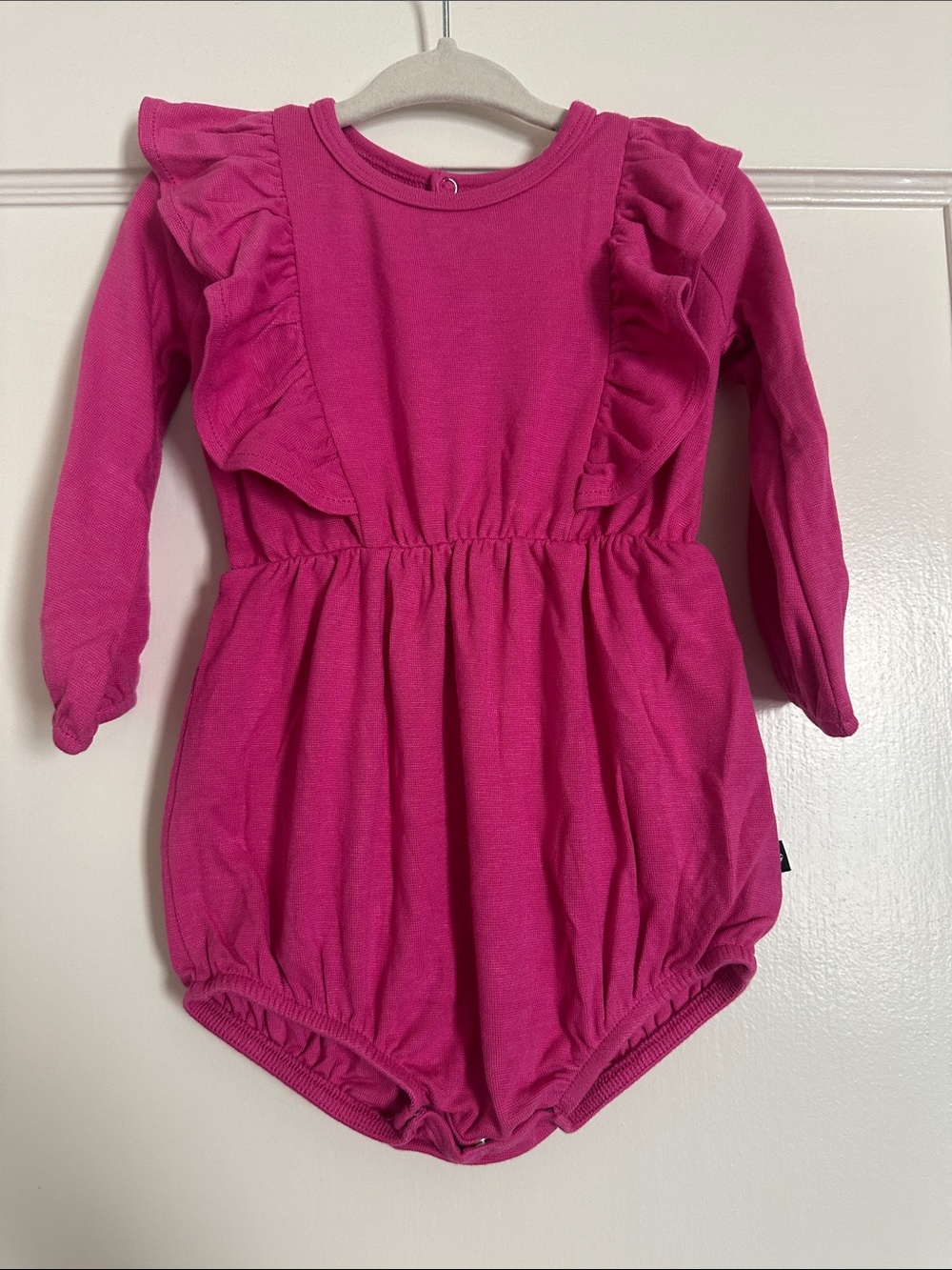 Kyte BABY Hot Pink Ruffle Long-Sleeve One-Piece Bodysuit